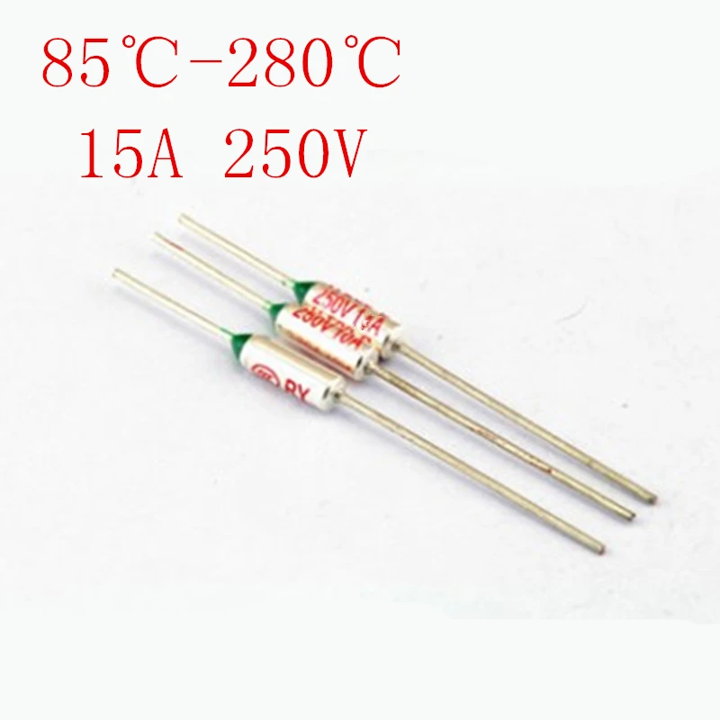 

85-280 Celsius Degree 15A 250V Micro Mini Electrical Temp Thermal Fuses Temperature Fuse Thermal Cutoff