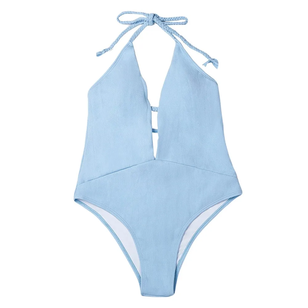 

Women Sexy Swimsuit Bandage Padded Bra Beach Halter Bikini Set Swimwer Bodysuits 2018 tankini Fashion feminino biquini mujer#070