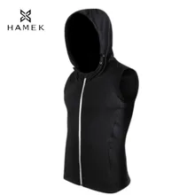 Мужская куртка с капюшоном Спортивная майка для бега с карманом, на змейке Баскетбол Футбол Куртки без рукавов Фитнес тренажерный зал топы Спортивные светоотражающая полоска