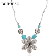 Charm Necklace Antique Silver Green Gem Geometric Carving Alloy Necklace For Women Tassel Flower Pendant Necklace Jewelry Bijoux Charm Necklace Antique Silver Green Gem Geometric Carving Alloy Necklace For Women Tassel Flower Pendant Necklace Jewelry Bijoux