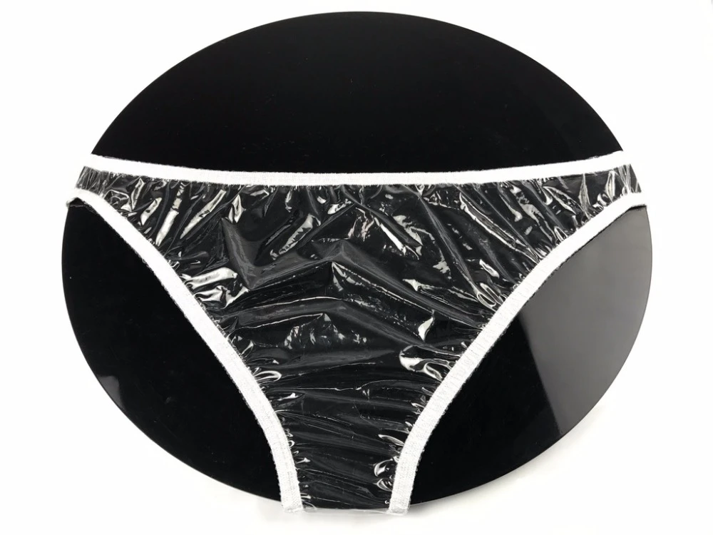 FOURTOC Maillot de Bain Homme Sexy Transparent Shorts de Plage Lâches Transparents en PVC Maillots de Bain Sexy À Séchage,Transparent,M