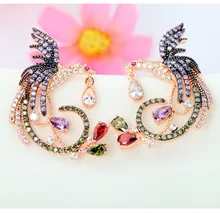 Unique Nueva Joyería de La Llegada de Calidad Superior Blanco y Oro Rosa Claro Plateado Multi CZ Stud Pendientes para Las Mujeres de La Boda de Phoenix