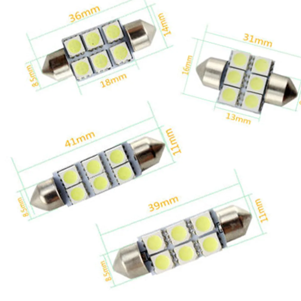 YSY 100X36 мм Festoon 5050 6SMD светодиодный C5W автомобиля светодиодный авто Интерьер Купол дверная лампочка освещение для коридоров 12 в рабочий светильник