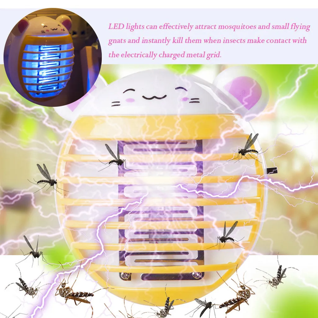 Электрический немой медведь светодиодный разъем Электрический москитная муха ошибка ловушка для насекомых Убийца Zapper Ночная лампа свет москитная лампа MAY27