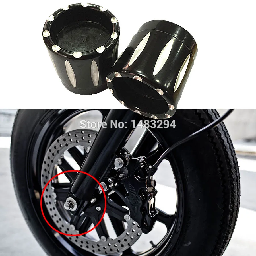 New Black Motorcycle Front Axle Nut Cover Bolts Fits fits for Harley