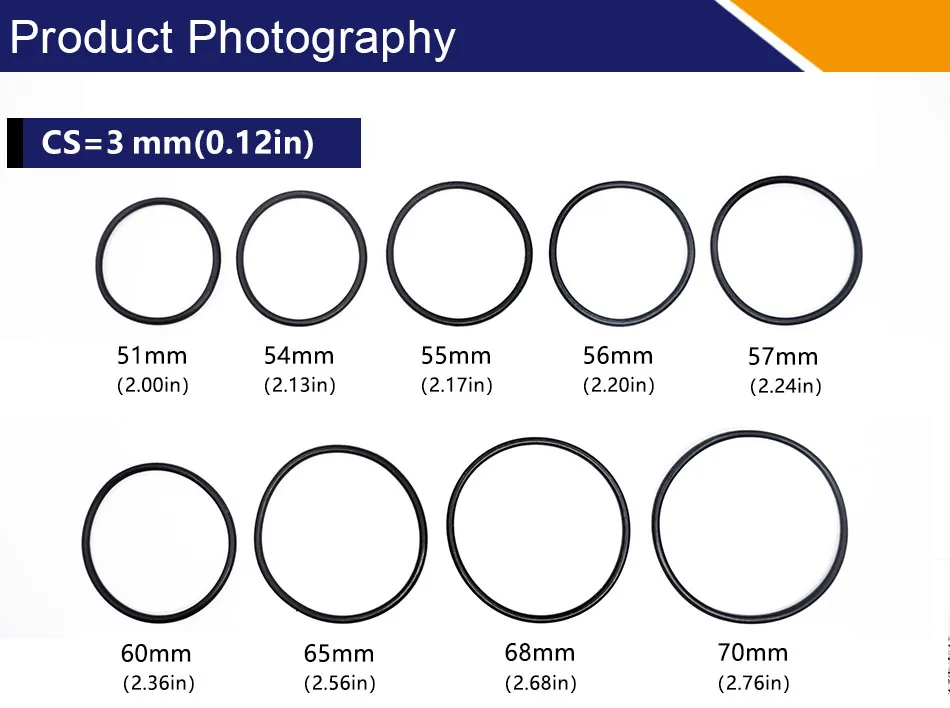 20 шт./лот черный NBR пломбирование уплотнительное кольцо 3 мм Толщина 51/54/55/56/57/58/60/65/68/70 мм OD-хомут с круглым воротником для мальчиков и девочек резиновая прокладка кольца шайба