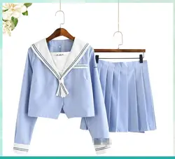 Новый японский/корейский милый костюм моряка для девочек школьная униформа для студентов короткие/длинные рубашки + юбка + наборы галстуков