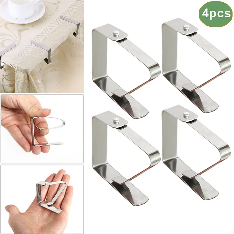 

'The Best' 4Pcs/Set Stainless Steel Tablecloth Clip Practical Table Cover Holder For Home Wedding Party Picnic Clamp Tool 889