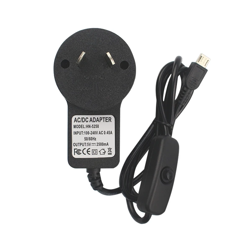 5V 2.5A блок питания с кнопкой включения/выключения Micro USB адаптер зарядного