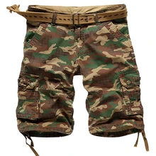 Новые летние свободные хлопковые военные шорты мульти карманы камуфляж грузовые шорты мужские