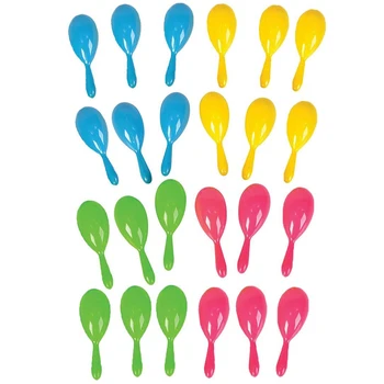 

24 Neon Maracas,Bright And Colorful Party,New Year Party Noise Maker,4 Inch Neon Maracas-Mexican Carnival,Luau Party Or Classr