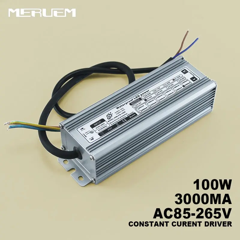 

100W IP65 Waterproof Constant Current LED Driver AC85-265V to DC30-36V 3000mA for 100W High Power LED Lights 3Years Warranty