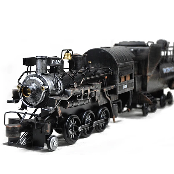 

TOP COOL ROCK Vintage handcraft Retro iron Steam locomotive Train model --HOME office Decor art statue 64CM