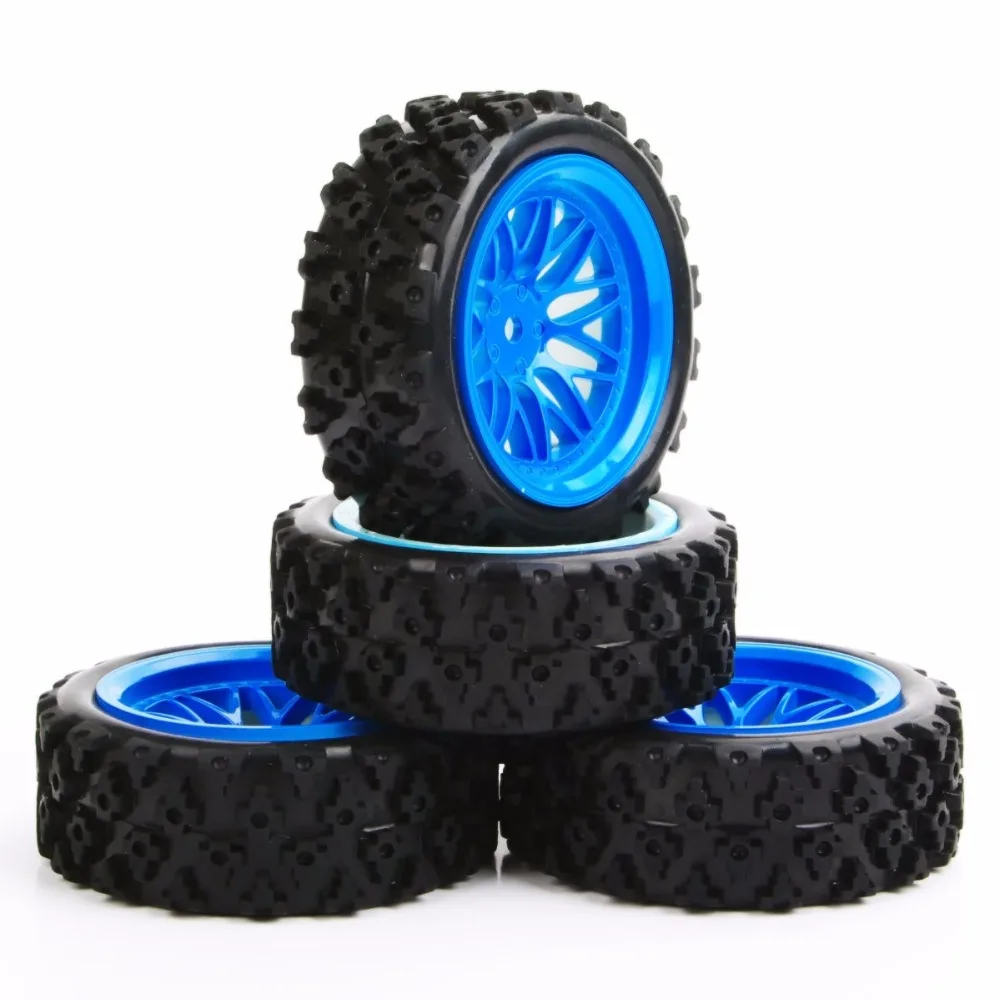 

1/10 Tires Wheels and Rims Set 4Pcs/Set 1:10 Rally Racing Off Road Car Rubble Tires HSP RC