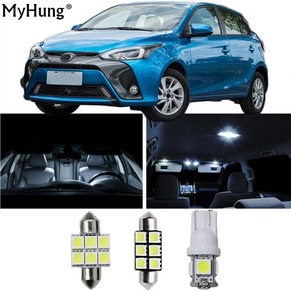 

Car LED Light For Toyota YARIS YARiS L VIOS Interior Replacement Bulbs Dome Map Lamp Light Bright White 5PCS Headlight