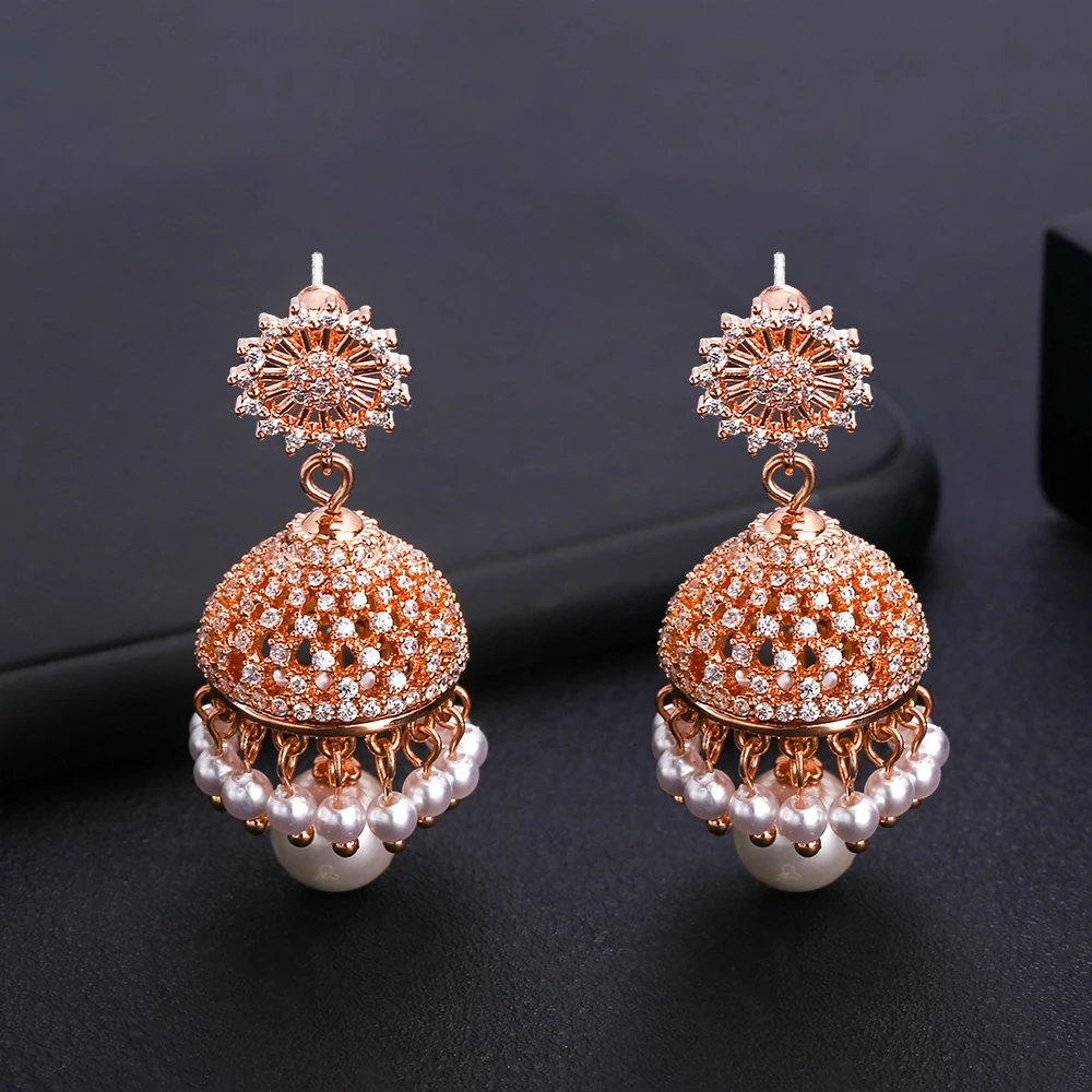 

ACCKING Exquisite National style Multicolor Pearl hollow out Cubic zirconia Earring for Women Jewelry