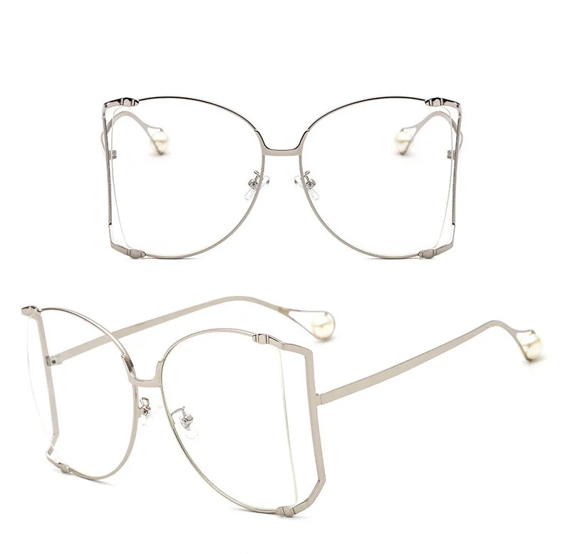 Роскошные брендовые дизайнерские негабаритные оправы для очков для женщин, большие очки без оправы, женские прозрачные очки, прозрачные линзы