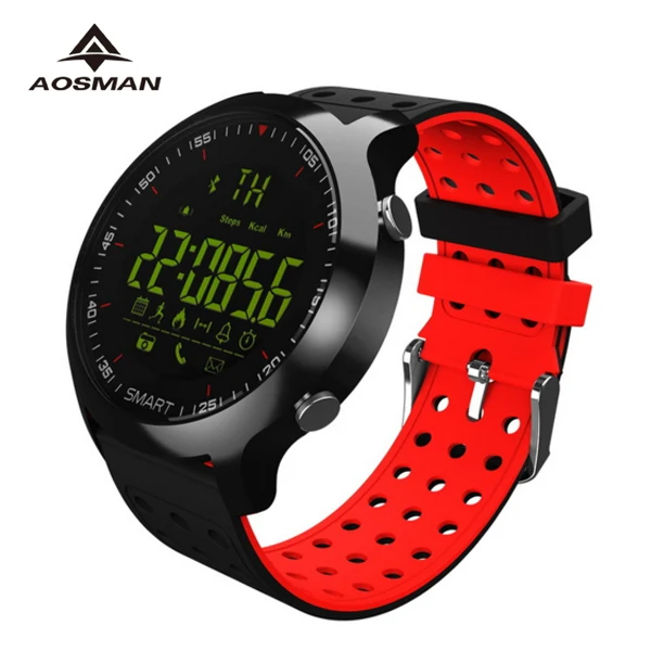 Black red AOSMAN умные спортивные часы для плавания EX18C Bluetooth 4,0 спортивные часы 5 АТМ уведомления о звонках цифровые часы секундомер браслет - Цвет: Black red
