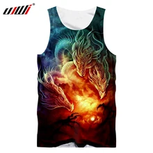UJWI Новое поступление мужские майки крутой принт Дракон 3d майка мужская бодибилдинг спортивная рубашка без рукавов майки жилет плюс размер