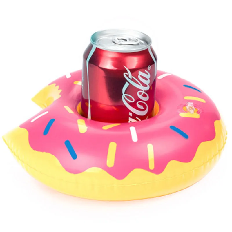 New Inflatable Doughnut Cup Holder PVC Inflatable Rainbow Donut Bagel