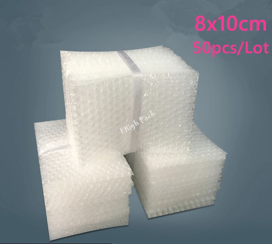 Image 8*10cm 50Pcs 10mm Cushioning Bubble Bags Bubble Protective Wrap Bolsa Burbuja Packaging  Foam Packing Verpackungen Schaum