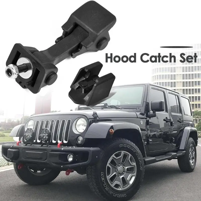 

VODOOL Car Hood Catch Set Bonnet Latch Auto Vehicle Engine Cover Locking For Jeep Wrangler JK 2007-2016 Car Styling Accessories