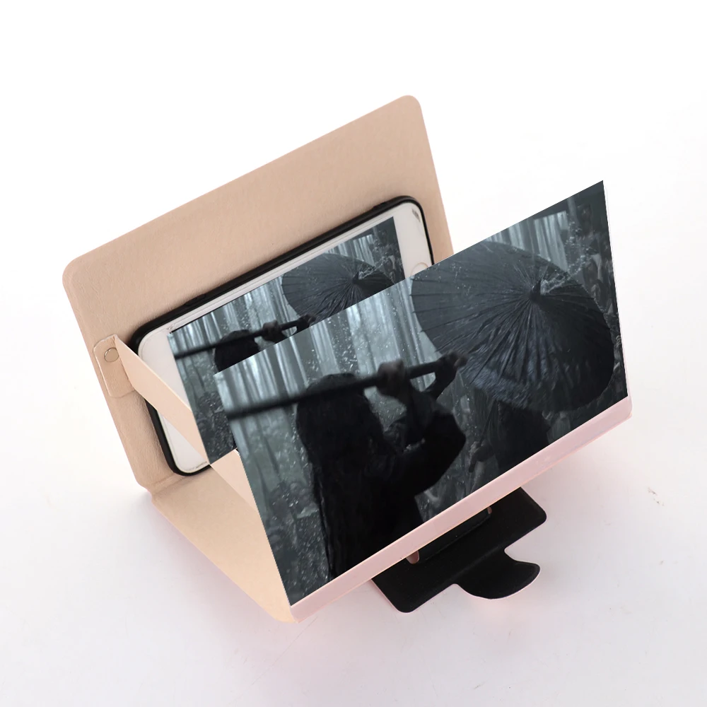 

3D Phone Screen Magnifier Phone Holders Stereoscopic Amplifying Desktop Foldable Leather Bracket Tablet Stands Cover Case