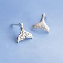 Серьги гвоздики Jisensp в виде дельфина и хвоста для женщин серьги