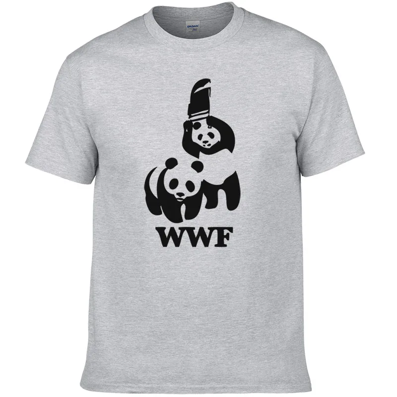 WWF المصارعة الباندا الكوميديا قصيرة الأكمام بارد Camiseta T قميص الرجال T قميص الصيف أزياء تي شيرتات عجيبة #188