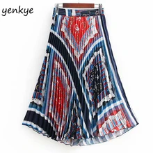 Женская винтажная повседневная юбка в складку с узелком, Женская эластичная летняя юбка с высокой талией CCWM9036