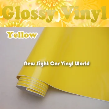 شراءعالية الجودة الأصفر لمعان التفاف الأصفر لمعان سيارة لفافة خلات الفينيل الهواء الحرة فقاعة لسيارة الشارات سيارة التفاف الحجم: 1.52*30 متر/لفة