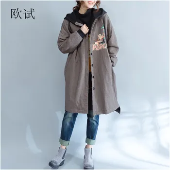 

Winter Cartoon Hooded Velvet Coat Plus Size Jacket Women Loose Womens Coats Ladies Parka Fleece Warm Long Jackets 2019