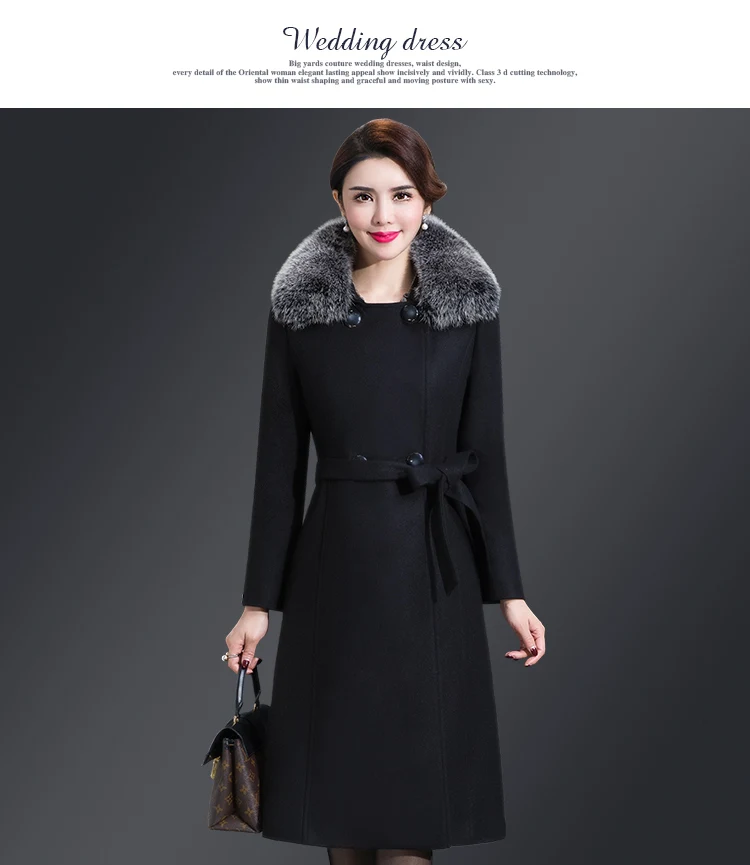 Middle Aged Women Winter Long Wool Coats And Jackets For Female 2018 Elegant Overcoats Wool Outwear Jacket Button Pocket AS071 (17)
