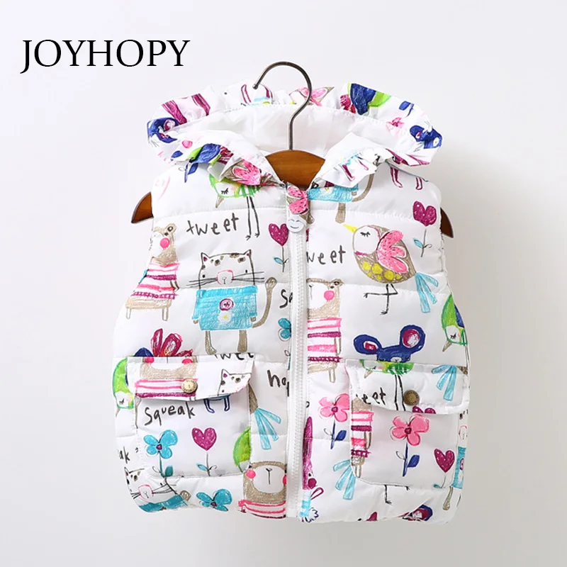 JOYHOPY для маленьких мальчиков и девочек милый мультфильм детский жилет с капюшоном костюм для детей одежда детская верхняя одежда и пальто