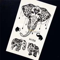 Пикантные Средства ухода за кожей ARM Книги по искусству thainland слон татуировки Водонепроницаемый черный Ганеша слон наклейки Дизайн