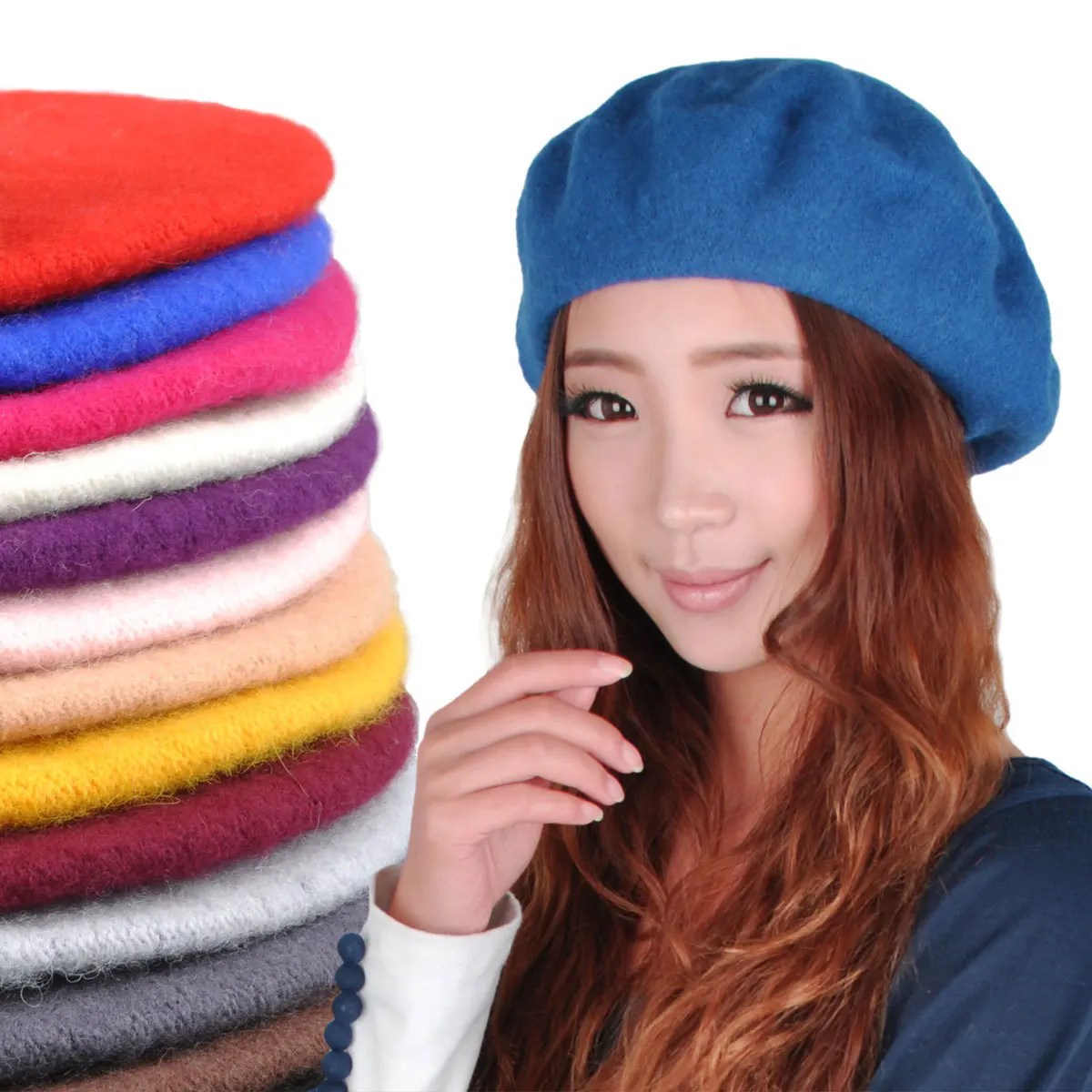 fashion Wool beret women's hat winter military beret hatin Berets from