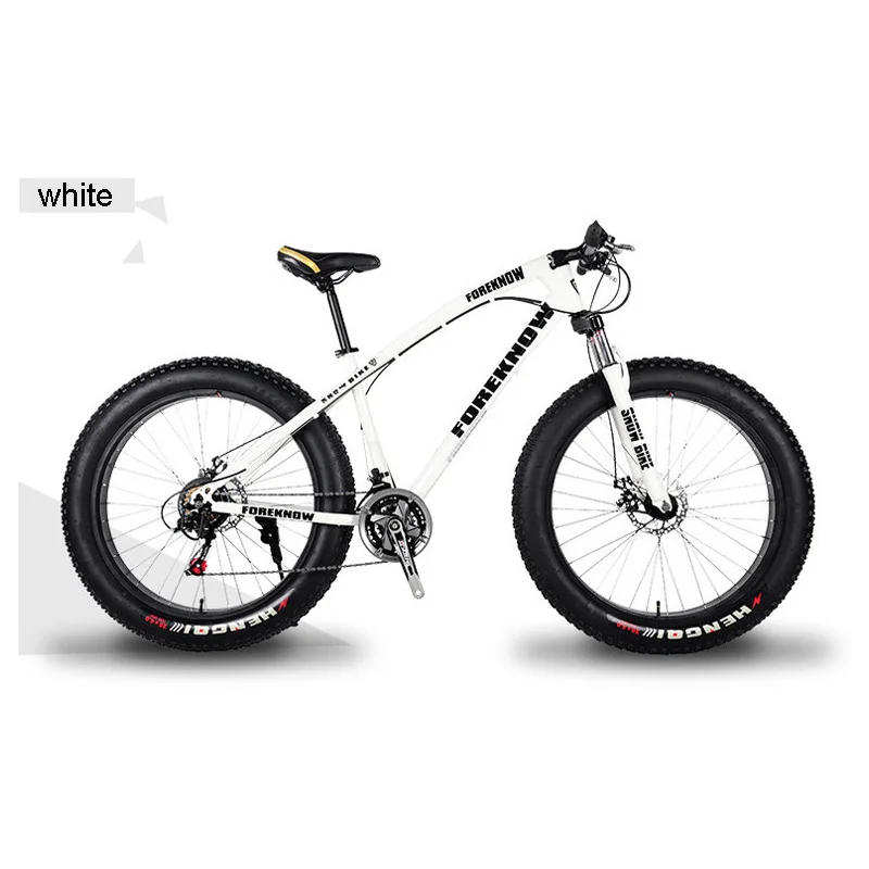 Bike Variable Speed Bicycle 40 Knife Off-road Beach Snow Mountain Bike 4.0 Big Tyre Wide Tyre 24 Inches Bicycle Adults 27 Speed - Цвет: white