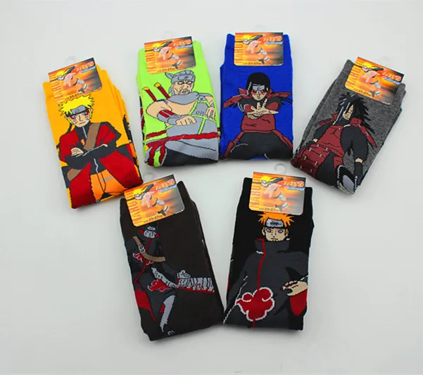 Носки с героями комиксов Marvel; носки с героями мультфильмов Наруто; нескользящие Повседневные носки до колена с рисунком Наруто