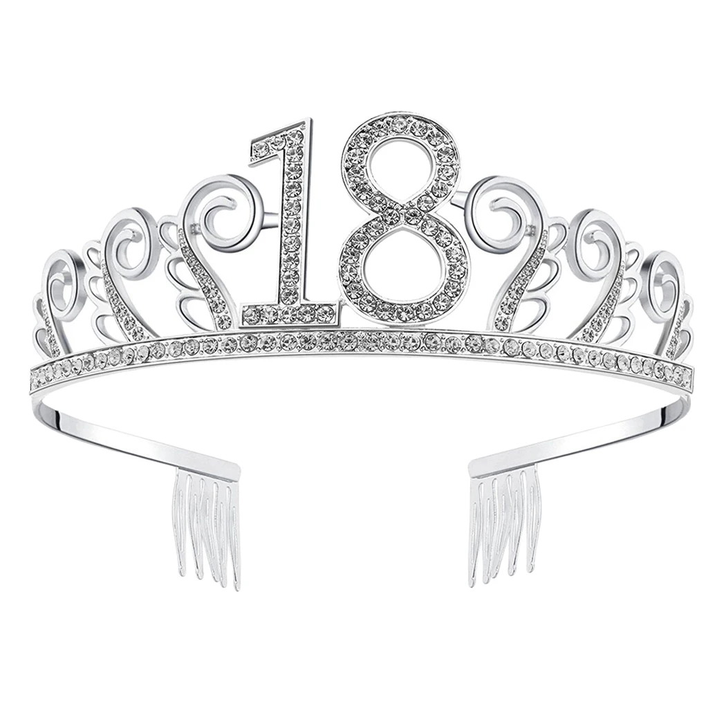 

Beautiful New Crystal Rhinestone Tiara Princess Crown Birthday Crowns Silver Diamante Happy 18 21 30 40 50 60th Birthday Party