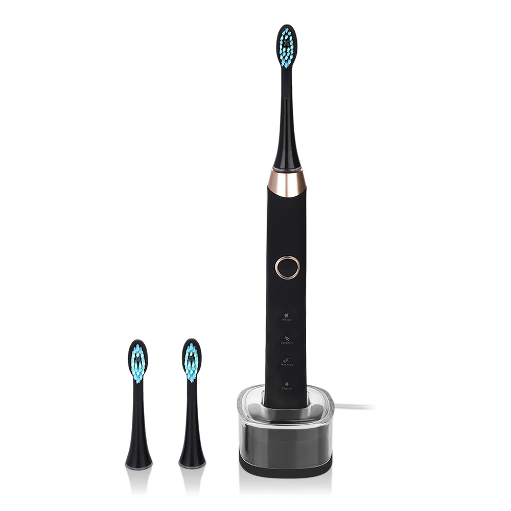 

Gustala 2017 New Chargeable Ultrasonic Sonic Electric Toothbrush USB Rechargeable Tooth Brushes With 3 Pcs Replacement Heads