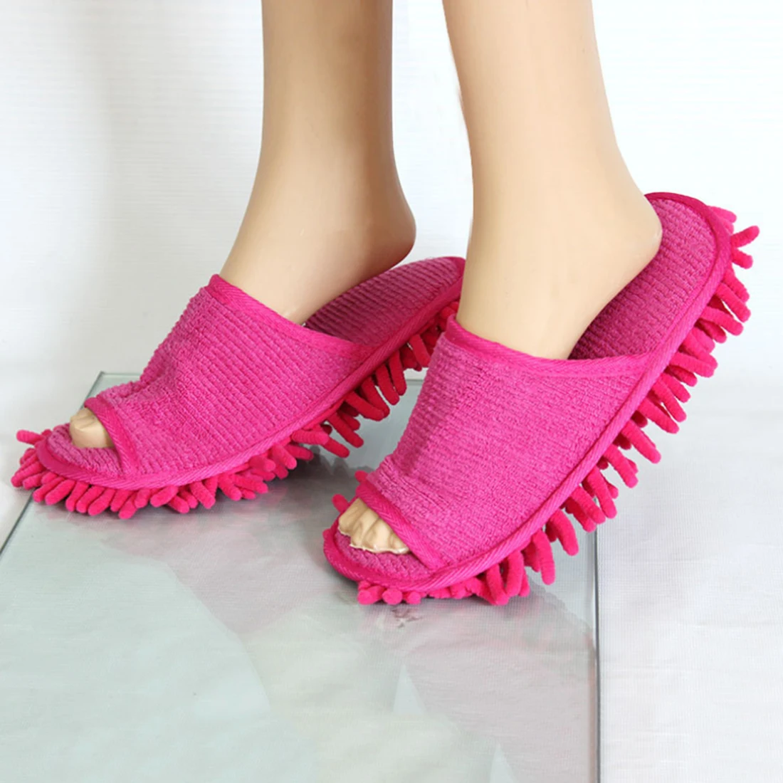 

Multifunction One Pair Open Toe Dusting Mop Broom Cleaning Slippers Mop Shoes Lazy Shoes Room Floor Cleaner House Home Cleaning