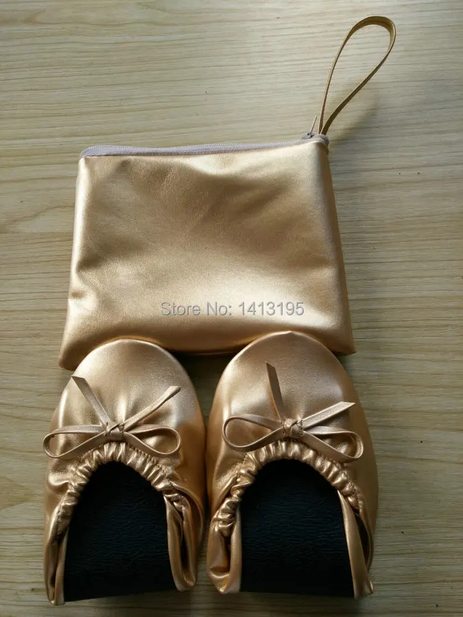 

Free Shipping ! Less MOQ Fashion design lady foldable ballet shoes in bag for office