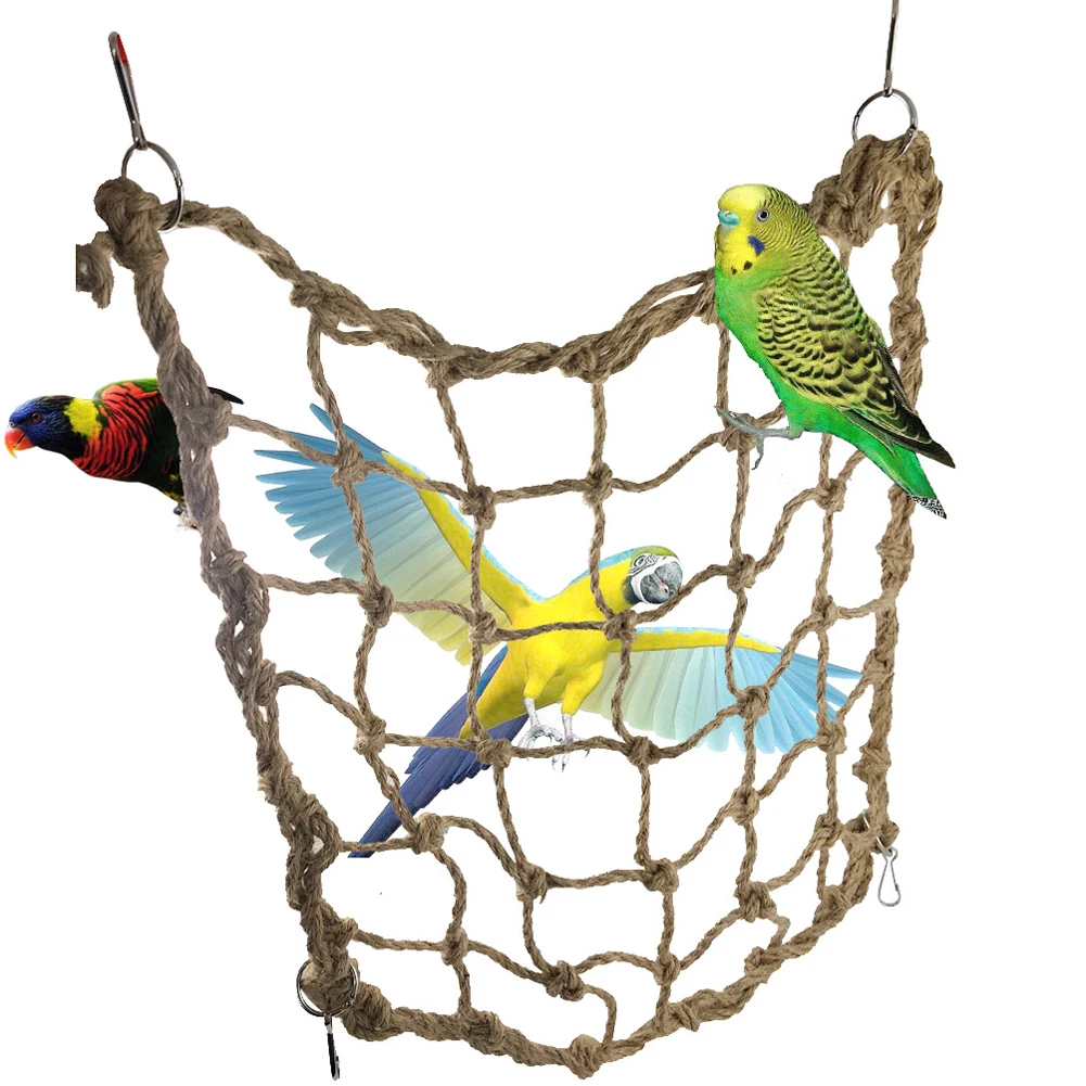 Pet Bird Rope Net Swing Ladder Toy for Pet Parrot Cockatoo Parakeet Bird Chew Play Climbing Toy with Hook