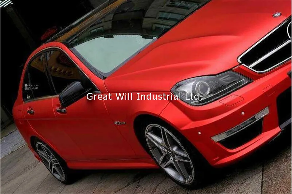 

Best Quality Red Satin Chrome Vinyl Wrap Film With Air Bubble Free Red Matte Chrome Vinyl Car Wrap Styling Size 1.52x20m/Roll