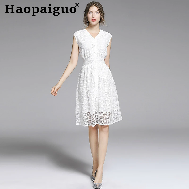 

S-XXL Big Size Casual Elegant Dress Summer Sleeveless A-Line White Ladies Dresses Solid Midi Dress Women Clothes 2019 Robe Femme