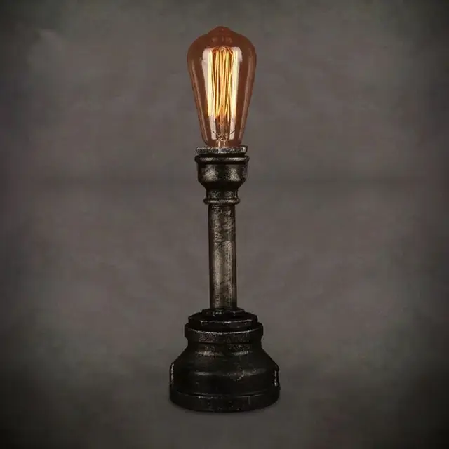 Vintage Metal E27 Table Lamp Novetly Water Pipe Lighting Steel Vintage Metal E27 Table Lamp Novetly Water Pipe Lighting Steel Desk Lamps Retro Iron