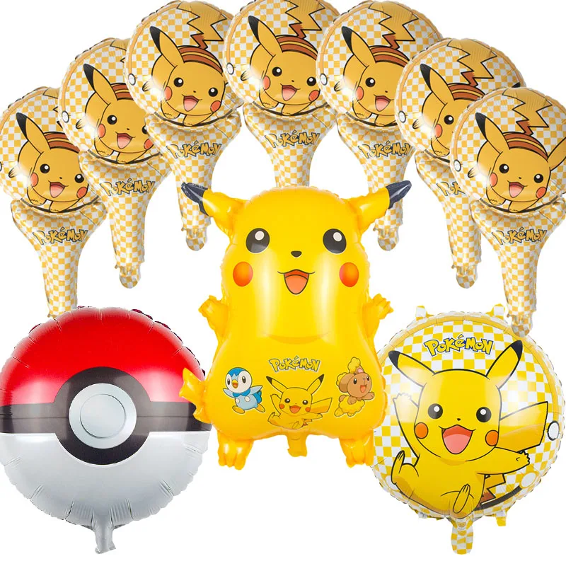 

10pcs/lot globos pokemon Foil Balloons Inflatable toys Helium Balloon kids classic toys happy Birthday balloons Party Supplies