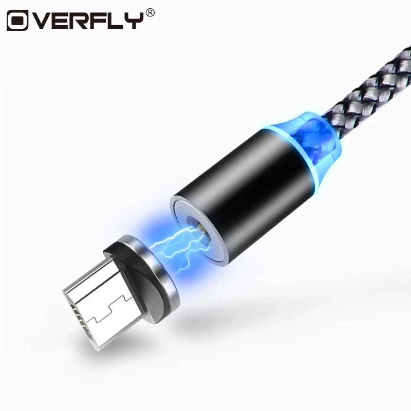 Светодиодный магнитный кабель type C Micro USB улучшенный светоотражающий нейлоновый