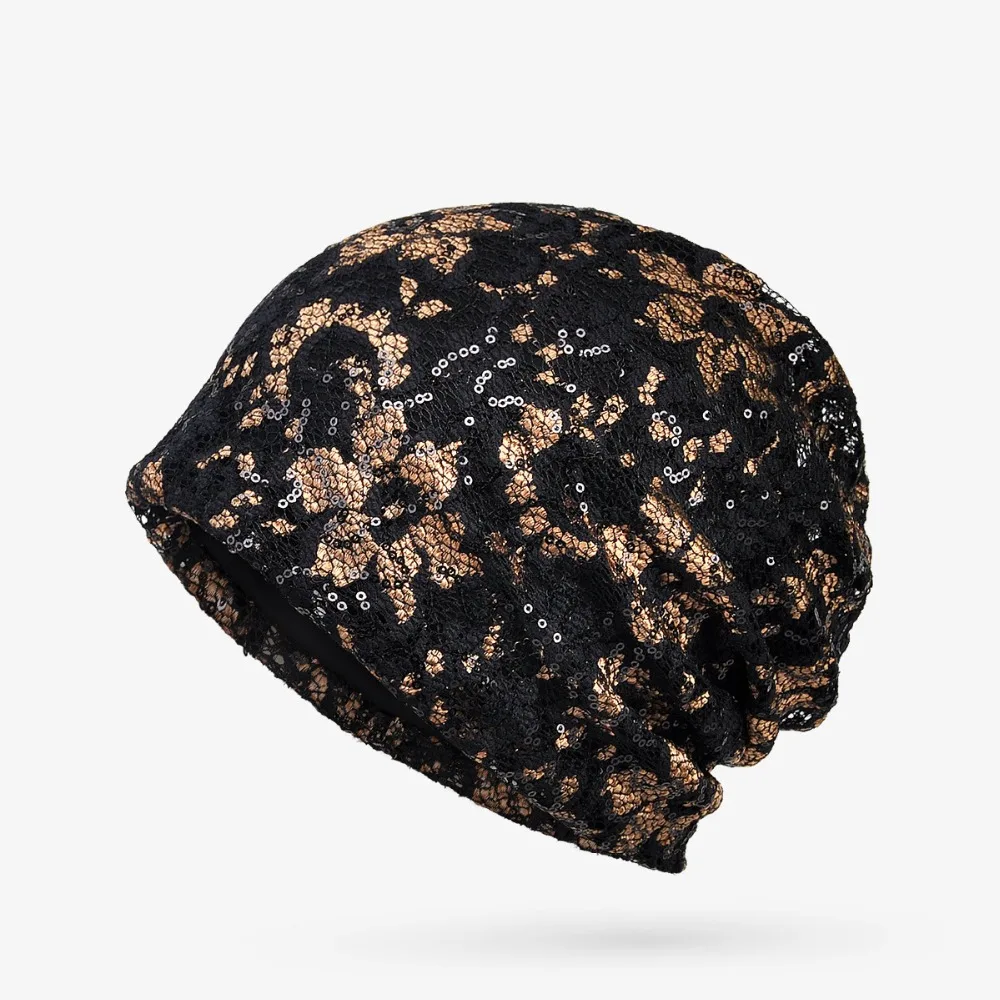 

New Thin Material Lace Head Cap Female Spring And Summer Sequins Breathable Fashion Hipster Korean Version Of The CapACI110