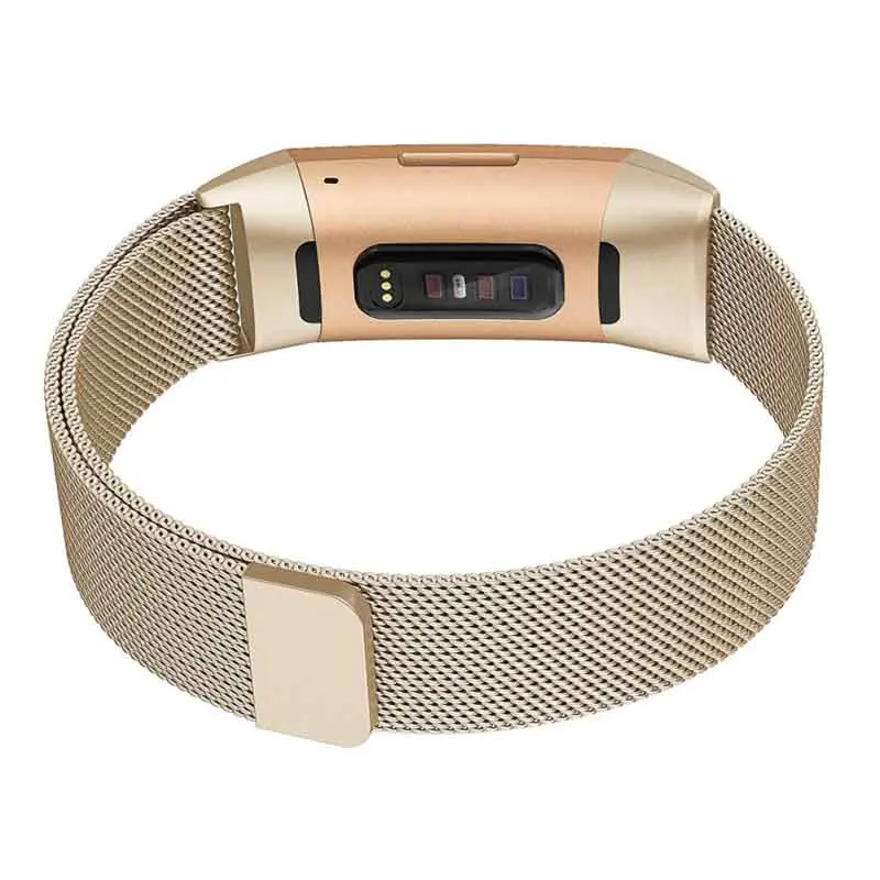 Gold Металлический Миланский ремешок для Fitbit Charge 3 Band Wrist smart фитнес-браслет ремешок аксессуары спортивные часы Correa Pulsera - Цвет: Gold
